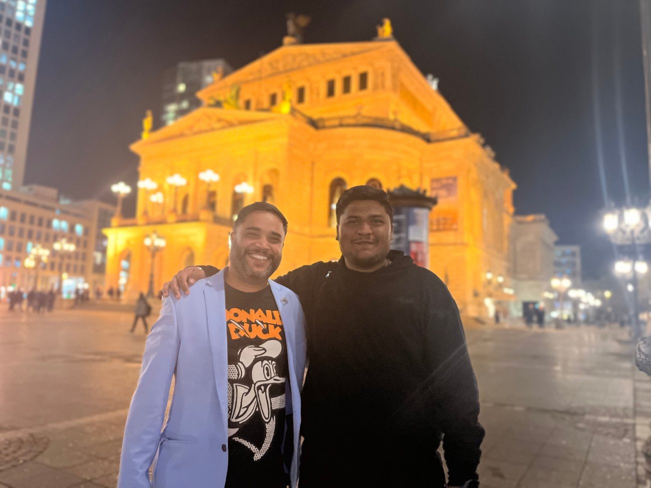 Colleagues exploring a new city