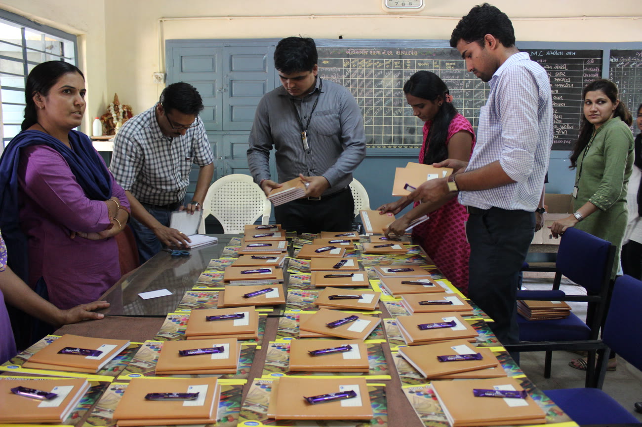 Volunteers preparing kits